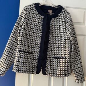 Chico’s Navy and White Houndstooth Blazer- NWT